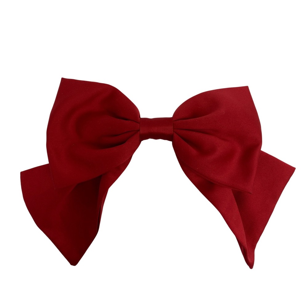 New Red Hair‎ Bow Barrette Oversized Satin Bow Hair Clip Elegant Hair Accessory